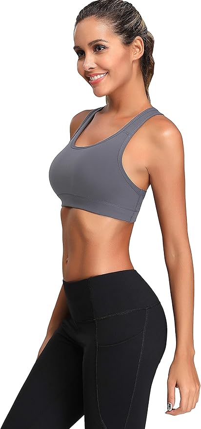 Oalka Women's Racerback Sports Fitness Support Workout Running Bras