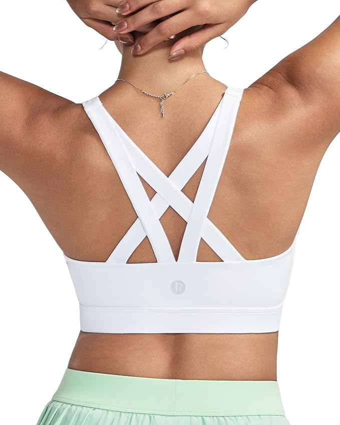 RUNNING GIRL Sports Bras for Women,Padded Strappy Sports Bras Criss-Cross Back Medium Support Sports Bras with Removable Cups