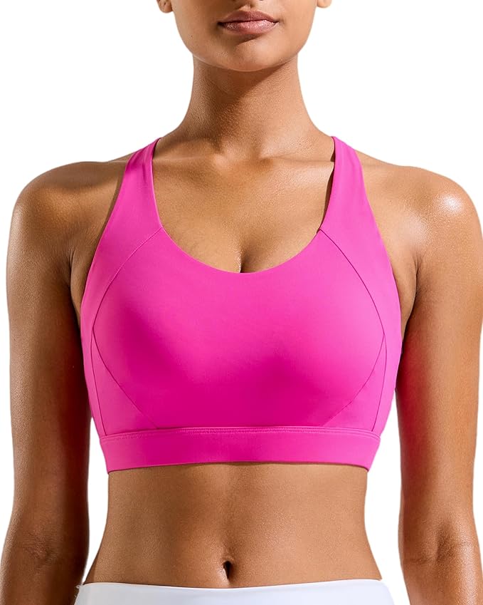 RUNNING GIRL Sports Bra for Women High Support,Molded Cup Strappy Running Sports Bras with Sewn in Pads