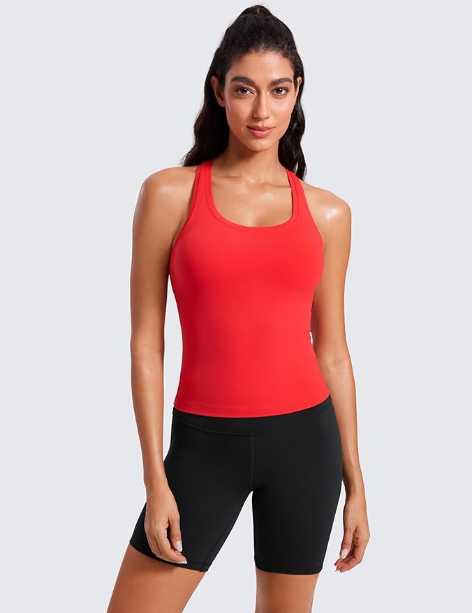 CRZ YOGA Butterluxe Racerback Tank Tops for Women - Yoga Workout Casual Gym Athletic Camisole Tight Sleeveless Shirts