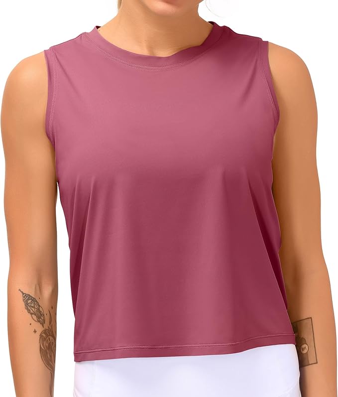 Dragon Fit Womens Ice Silk Workout Tank Tops Sleeveless Cropped Yoga Shirt for Running Gym Summer