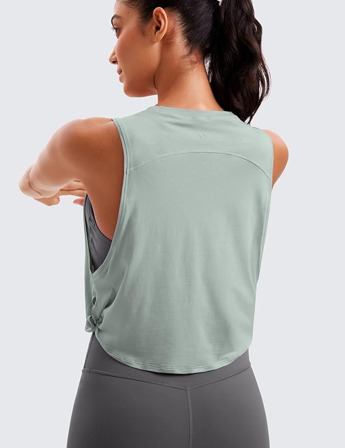CRZ YOGA Pima Cotton Large Armhole Tank Tops for Women - Workout Sport Athletic Yoga Running Gym Loose Crop Sleeveless Shirts