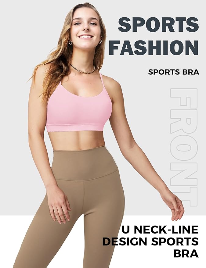 Buauty Sports Bra for Women, Y Back Light Support Workout Bra with Removable Pads for Yoga Pilates Gym