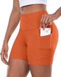CHRLEISURE Womens Biker Yoga Shorts with Pocket, High Waisted Tummy Control 5 Inch Workout Spandex Athletic Gym Shorts