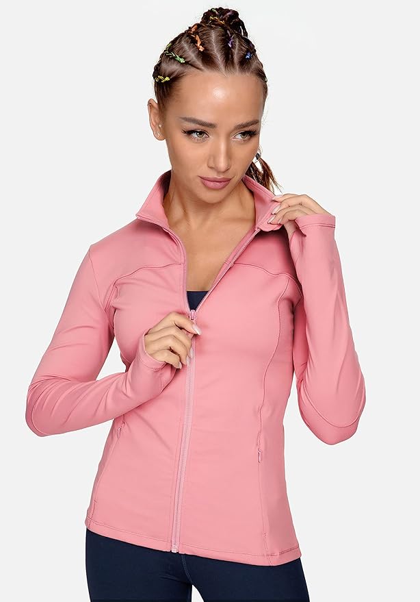 QUEENIEKE Womens Running Jackets Athletic Workout Scrub Jacket Track Full Zip Up Gym for Women Yoga Top