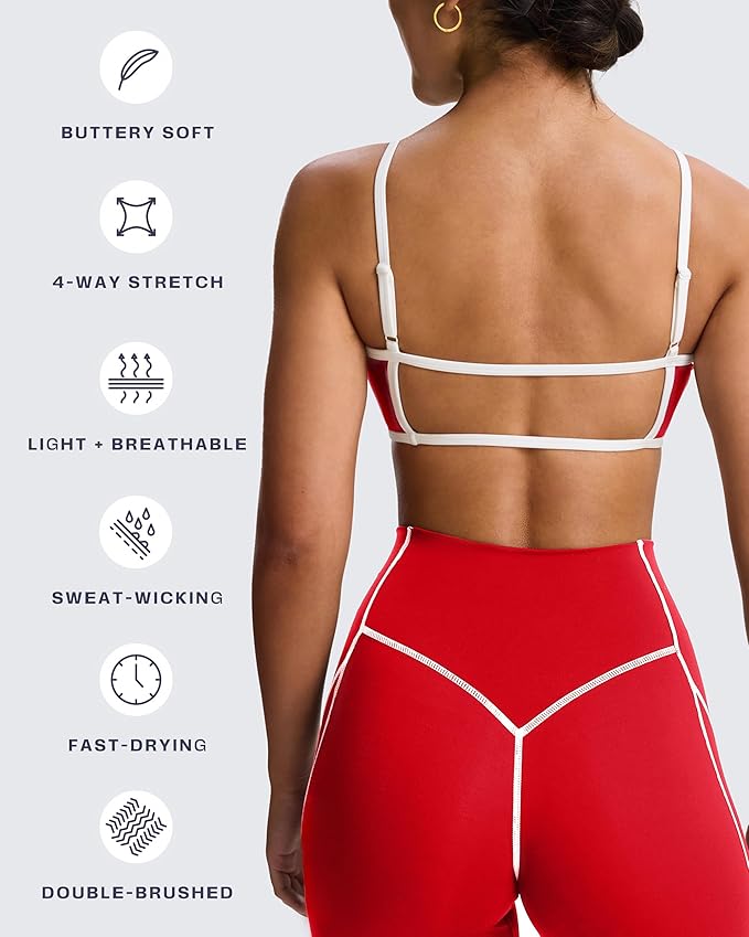 Aoxjox Women's Color Block Workout Sports Bras Fitness Lexi Lined Strappy Bra Athletic Yoga Crop Tank