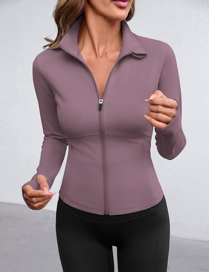 Avoogue Women Lightweight Active Jacket Full Zip Workout Running Yoga Athletic Outerwear with Pockets