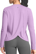 SANTINY Women's Lightweight Long Sleeve Workout Tops Split Back Gym Running Hiking Athletic Shirt Quick Dry UPF 50+ Sun Shirt