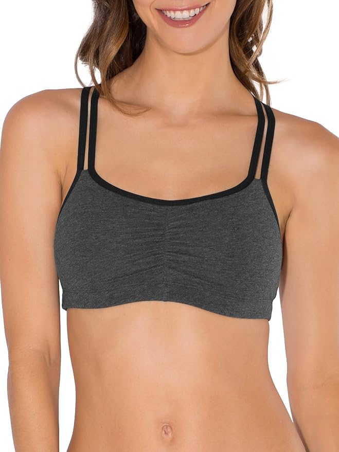Fruit of the Loom Women's Spaghetti Strap Cotton Sports Bra - All-Day Comfort & Easy Movement