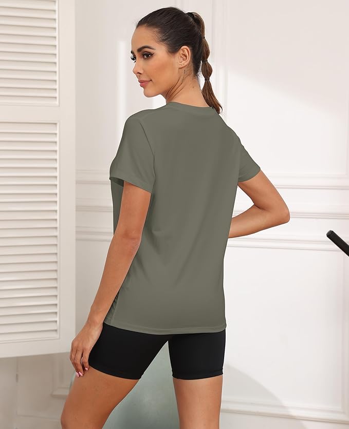KevaMolly Workout Tops for Women UPF50+ Breathable Loose Fit Yoga T Shirts Short Sleeve Running Gym Athletic Tee Top