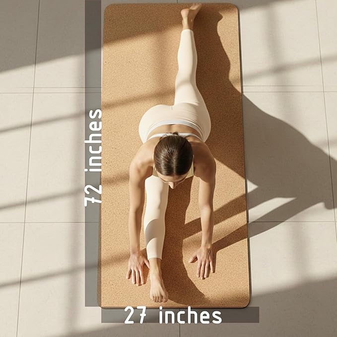 Cork Yoga Mat, 72 * 27 Non-Slip Yoga Mat & Waterproof Mat Bag, Eco-Friendly Exercise Mat for Hot Yoga, Gym, Travel, Men & Women
