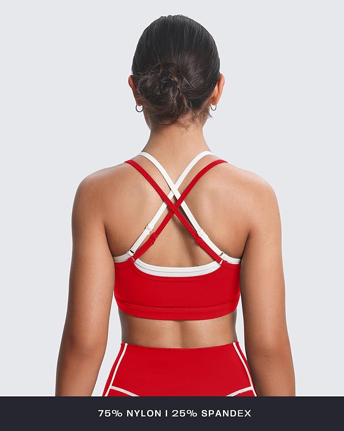 Aoxjox Women's Workout Sports Bras Takes Two Bra High Impact Training Fitness Running Yoga Crop Tank