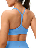 Womens Y Back Padded Sports Bra Strappy U Neck Butter Soft Low Impact Workout Bras Yoga Pilates Walking