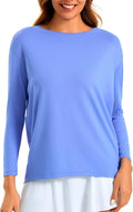 JOYSPELS Ice Silk Boat Neck Long Sleeve Workout Tops for Women Loose Fit Athletic Running Gym Yoga Shirts