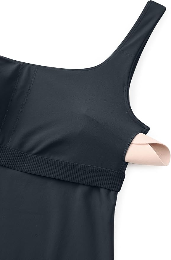 CRZ YOGA Butterluxe U Neck Tank Tops for Women - Padded Athletic Workout Camisole Crop Tops with Built in Bra