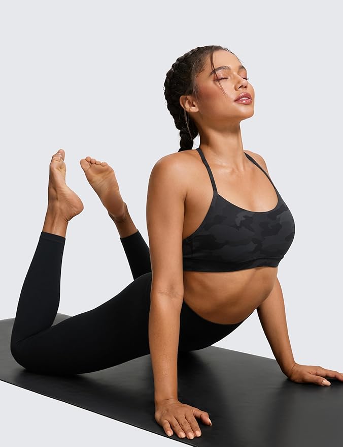 CRZ YOGA Butterluxe Y Back Sports Bras for Women - Padded Racerback Low Impact Spaghetti Thin Strap Workout Yoga Top