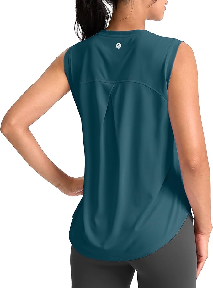 SANTINY Women's Sleeveless Workout Tops Breathable Lightweight Active Tennis Yoga Shirts Athletic Running Tank Tops for Women