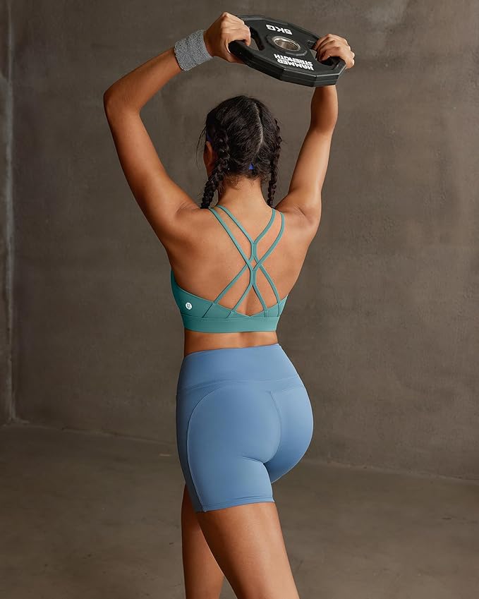 RUNNING GIRL Sports Bras for Women,Strappy Crisscross Back Padded Low Impact Running Sports Bra with Removable Cups