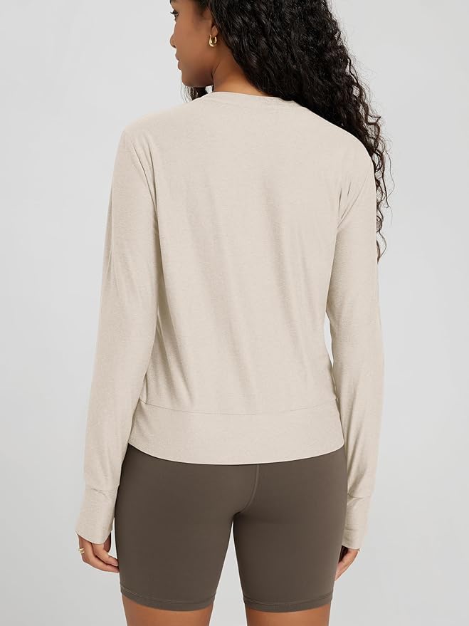 ODODOS Women's Long Sleeve Crewneck Tee - Ultra-Soft odSTRATUM Tech Performance T-Shirts UPF 50+ Daily Pullover Tops