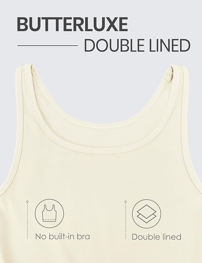 CRZ YOGA Butterluxe Double Lined Tank Tops for Women - Workout Casual Scoop Neck Racerback Crop Sleeveless Shirt