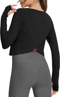 Bestisun Long Sleeve Athletic Workout Shirts Sports Yoga Gym Crop Tops for Women