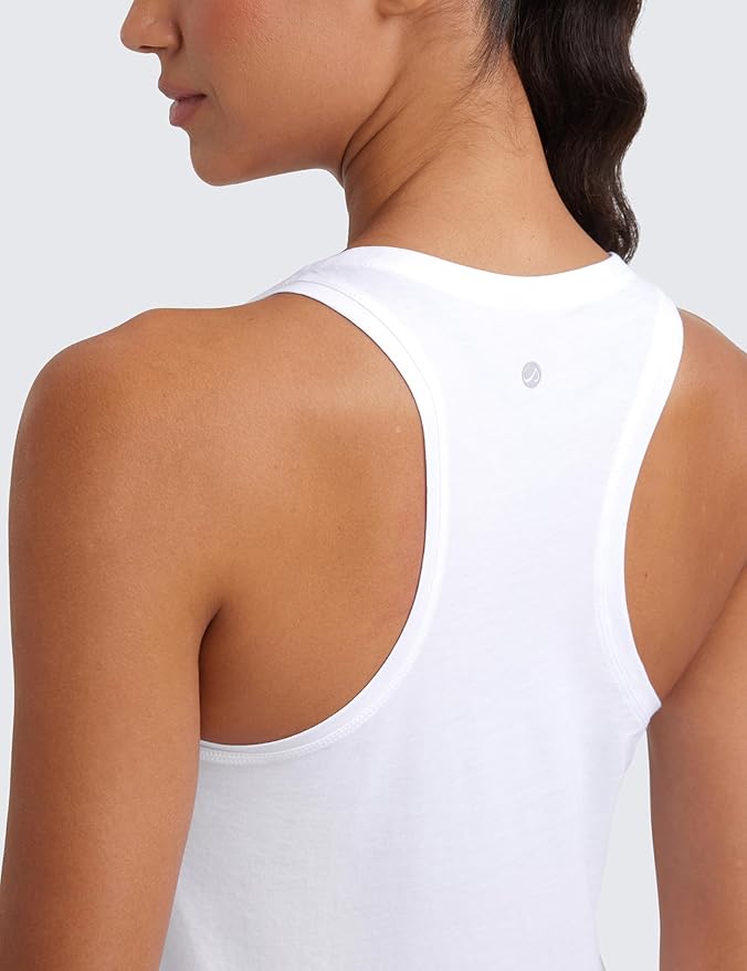 CRZ YOGA Pima Cotton Racerback Tank Tops for Women - Workout Athletic Casual Soft Scoop Neck Sleeveless Shirts