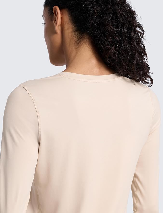 CRZ YOGA Lightweight Workout Long Sleeve Shirts for Women - Gym Running Fall Athletic Training T-Shirts High Neck Tops