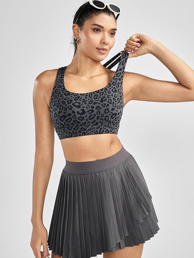 RUNNING GIRL High Impact Sports Bras for Women - Scoop Neck Strappy Sports Bra High Support Moulded Cup Workout Bra