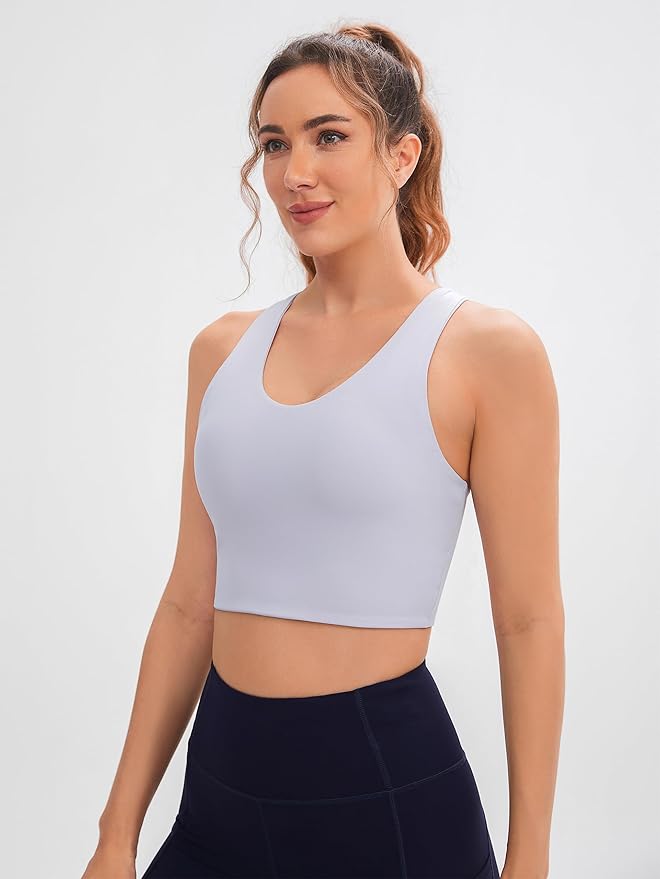 Sports Bras for Women Criss-Cross Back Padded Workout Tank Tops Medium Support Crop Tops for Women