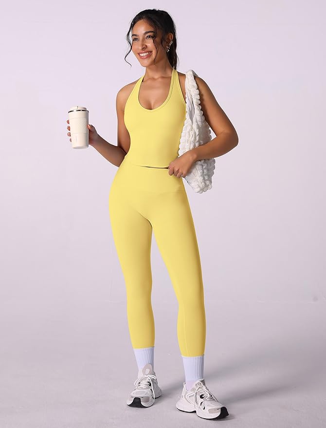 ABOCIW Womens Cross Back Workout Crop Tank with Built in Bra V Neck Longline Sports Bra Gym Shirt Yoga Pilates Top