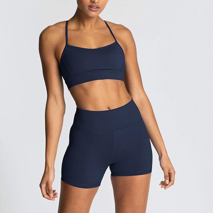 IMEKIS Women's Workout Sets 2 Piece Yoga Outfit High Waisted Biker Shorts Leggings Sports Bra Gym Fitness Clothes Tracksuit