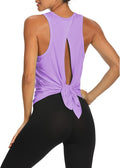 Bestisun Workout Tank Tops Open Back Yoga Exercise Shirts Tie Back Athletic Clothes for Women