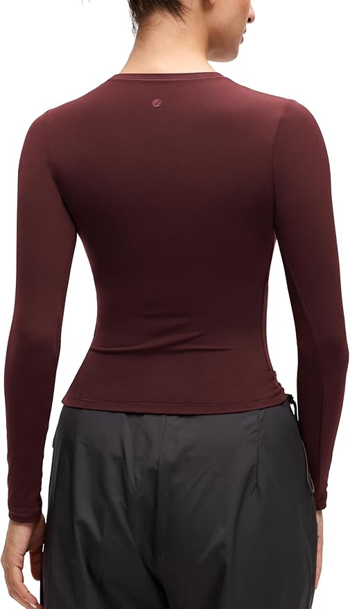 CRZ YOGA Softembrace Crewneck Long Sleeve Shirts for Women - Casual Going Out Tops Soft Basic Fitted Tight Fall T-Shirts