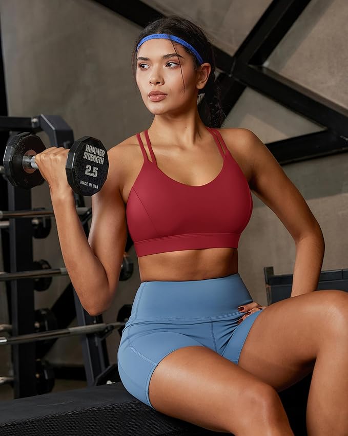 RUNNING GIRL Sports Bras for Women,Strappy Crisscross Back Padded Low Impact Running Sports Bra with Removable Cups