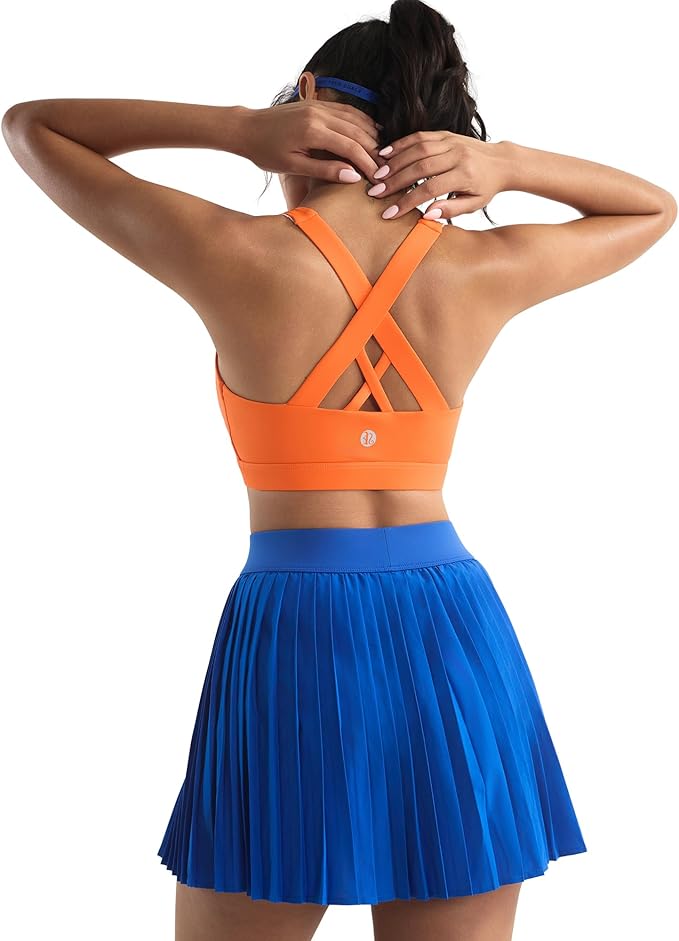RUNNING GIRL Sports Bras for Women,Padded Strappy Sports Bras Criss-Cross Back Medium Support Sports Bras with Removable Cups