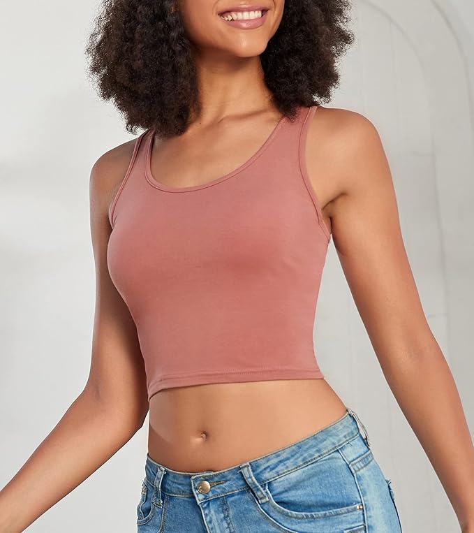 Porvike Sports Crop Tank Tops for Women Cropped Workout Tops Racerback Running Yoga Tanks Cotton Sleeveless Gym Shirts 3 Pack