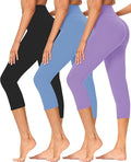 GAYHAY 3 Pack Capri Leggings for Women - Stretch Tummy Control Yoga Pants for Cycling Workout