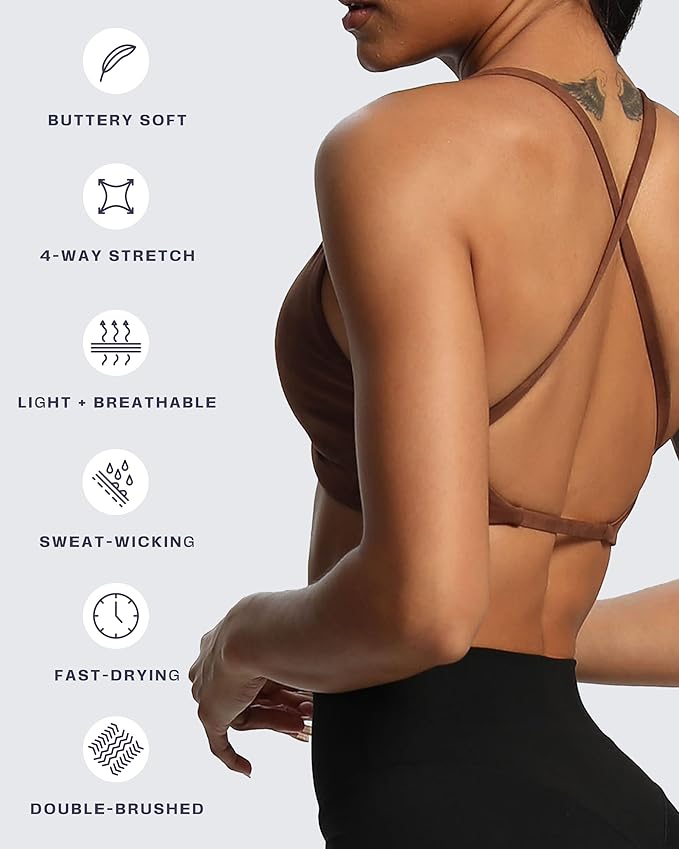 Aoxjox Women's Workout Sports Bras Fitness Metamorph Sienna Twist Bra Yoga Crop Tank