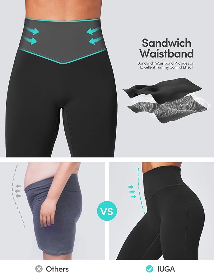 IUGA Flare Leggings for Women Tummy Control Flared Leggings No Front Seam Yoga Pants Women High Waisted Workout Bell Bottoms