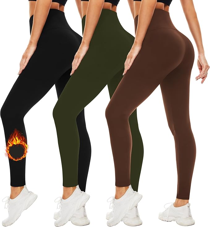 FULLSOFT 3 Pack Leggings for Women High Waisted Soft Black Yoga Pants for Workout Athletic Running Reg & Plus Size