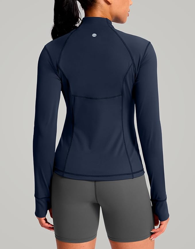 G Gradual Women's Workout Jackets Extended Waist Length Slim Full Zip 4 Pockets Athletic Jacket Spring Running Yoga Clothes