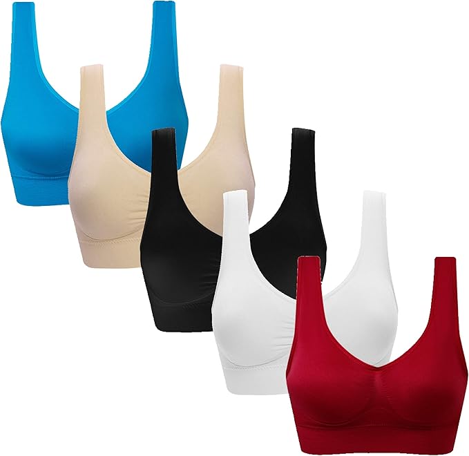 Vermilion Bird Women's 3 Pack Seamless Comfortable Sports Bra with Removable Pads