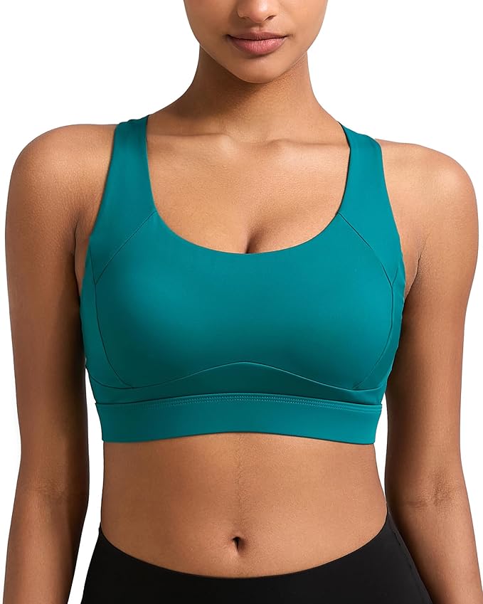 RUNNING GIRL Sports Bras for Women High Support,Racerback High Impact Grey Sports Bra Moulded Cup Workout Bra Push up