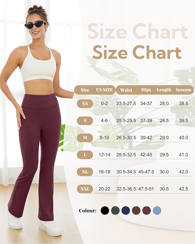 Yoga Pants for Women High Waisted Flare Leggings Bell Bottom Leggings Front Seamless Flared Workout Pants Tummy Control