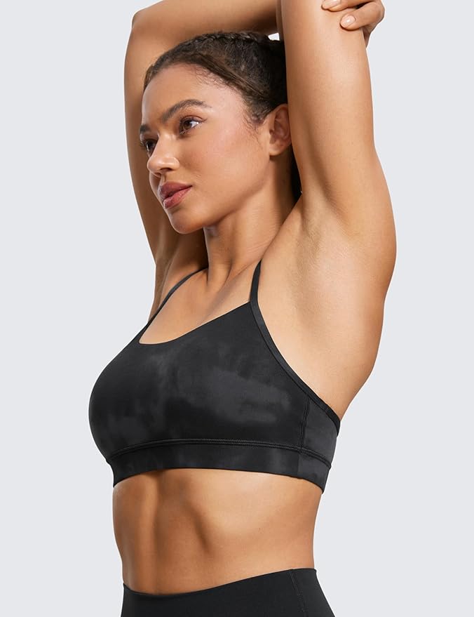 CRZ YOGA Butterluxe Y Back Sports Bras for Women - Padded Racerback Low Impact Spaghetti Thin Strap Workout Yoga Top