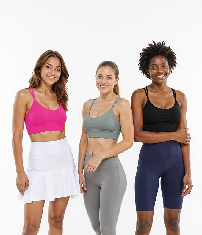 Sykooria 3 Pack Strappy Sports Bra for Women Sexy Crisscross for Yoga Running Athletic Gym Workout Fitness Tank Tops