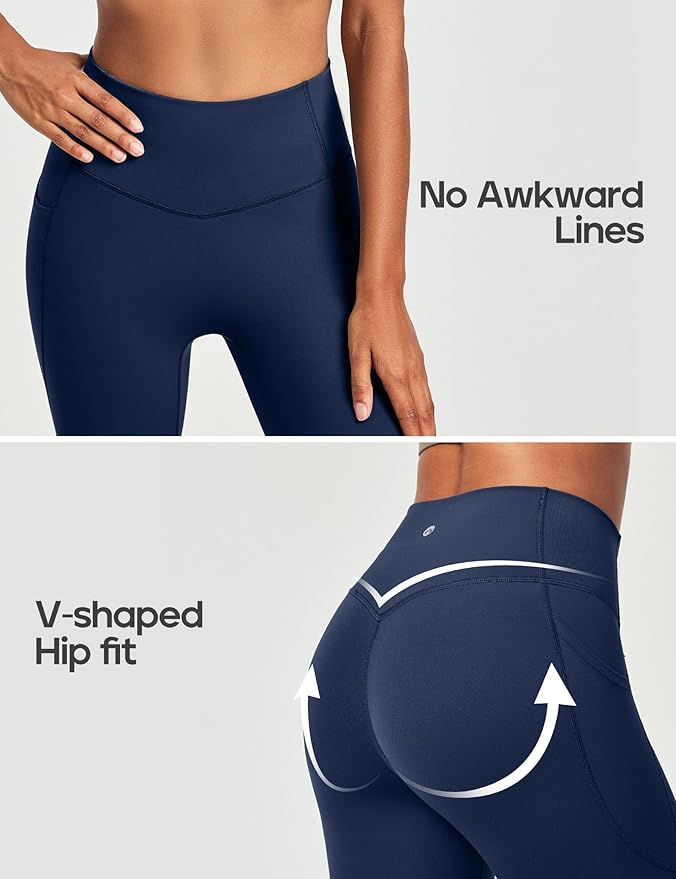 Heathyoga Compression Leggings for Women Tummy Control No Front Seam Leggings with Pockets for Women Workout Yoga Pants