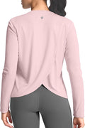 SANTINY Women's Lightweight Long Sleeve Workout Tops Split Back Gym Running Hiking Athletic Shirt Quick Dry UPF 50+ Sun Shirt