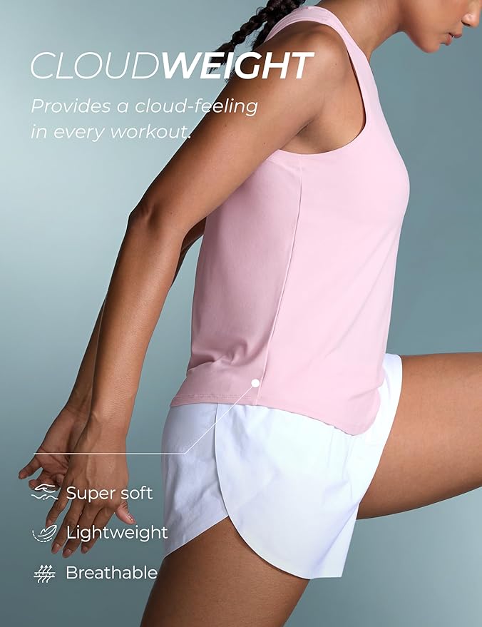CRZ YOGA Cloudweight Open Back Workout Tops for Women Lightweight High Neck Athletic Gym Tank Soft Running Sleeveless Shirts