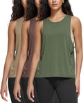 ODODOS 3-Pack Loose Tank Tops for Women Sleeveless Gym Athletic Workout Tops Yoga Shirts